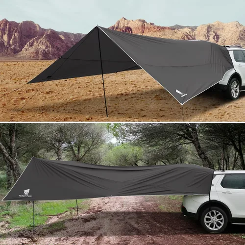 Miniatura 7 de GEERTOP Toldo grande para auto, lona para camping, mochilero, SUV, toldo para camioneta, protección solar impermeable, toldo para vehículo trasero