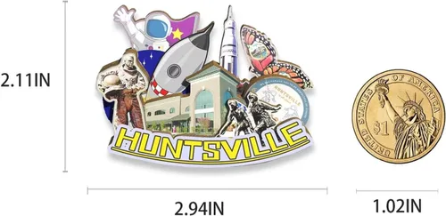 Miniatura 3 de Imán de Huntsville para nevera, diseño 3D de madera, para viajes, recuerdos coleccionables, decoración hecha a mano