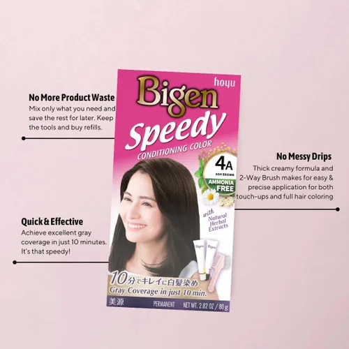 Miniatura 3 de Bigen Recambio de color Speedy Conditioning: 4A Ash Brown - Paquete de 3