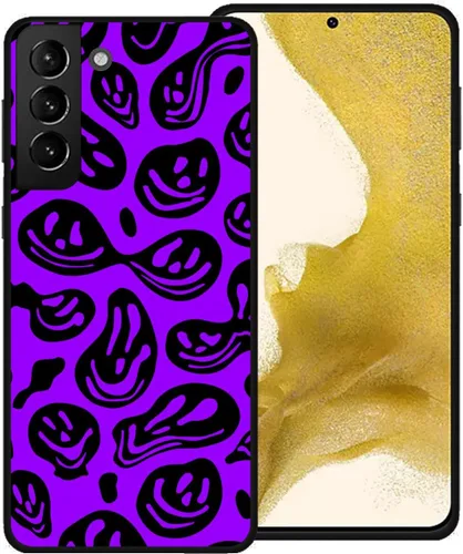 Miniatura 8 de Funda de teléfono para Samsung Galaxy S22 5G, rosa pastel y blanco, divertida sonrisa trippy derretida hippie sonriente calavera fantasma cara linda