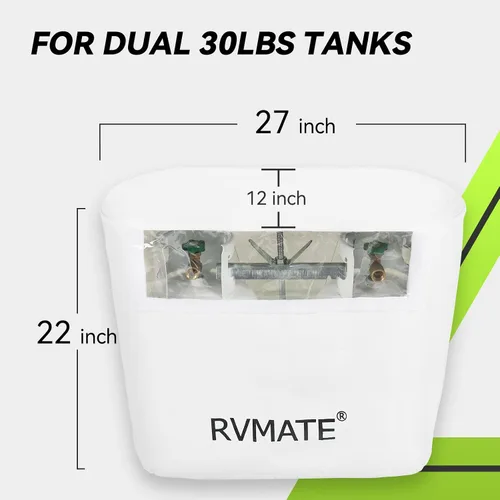 Miniatura 3 de RVMATE Cubierta de tanque de propano para caravana, impermeable, anti-UV, cubierta de tanque de propano blanco, se adapta a tanques de propano dual
