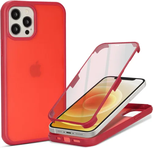 Miniatura 25 de Funda para iPhone 13 mini con protector de pantalla integrado y protección de cuerpo completo, para Apple iPhone 13 Mini, fundas para hombres, Rojo