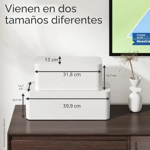 Miniatura 5 de YECAYE Paquete de 2 cajas de organización de cables, caja organizadora de cables para mascotas para el hogar y la oficina, caja protectora de cables