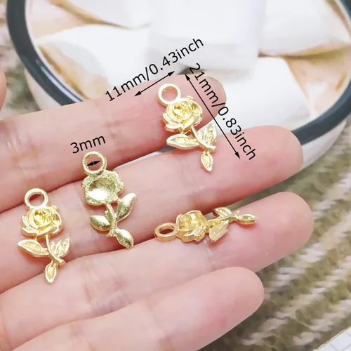 Miniatura 4 de Honbay 100 dijes de rosas de aleación para hacer joyas o manualidades