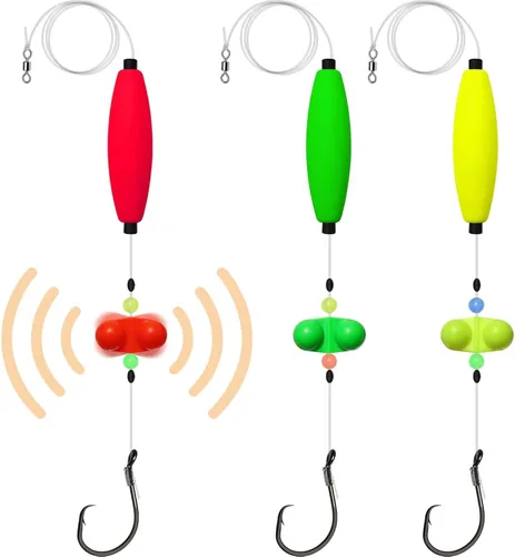 Miniatura 13 de Dovesun Pre-Tied Catfish Rig System, 23 Inch 55LB Santee Cooper Catfish Float Rig with Adjustable EVA Slip Float and High Carbon Circle Hooks 5/0