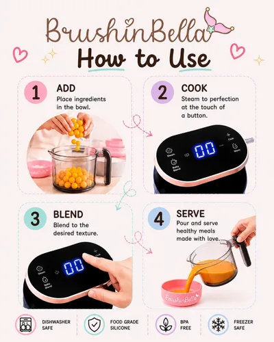 Miniatura 4 de Baby Food Maker 5 en 1 Procesador de alimentos para bebés con bandeja de sopa, máquina para hacer puré de bebé, molinillo, vaporizador, pantalla