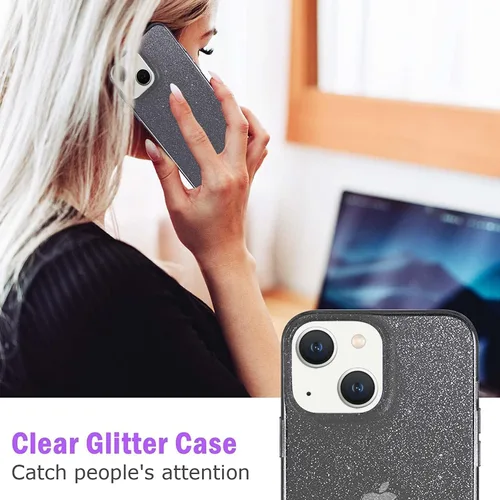 Miniatura 3 de JJGoo Compatible con iPhone 13 Funda, Purpurina Suave TPU A Prueba de Golpes Protectora Parachoques Cubierta, Brillante Bling Brilloso Lindo Delgado
