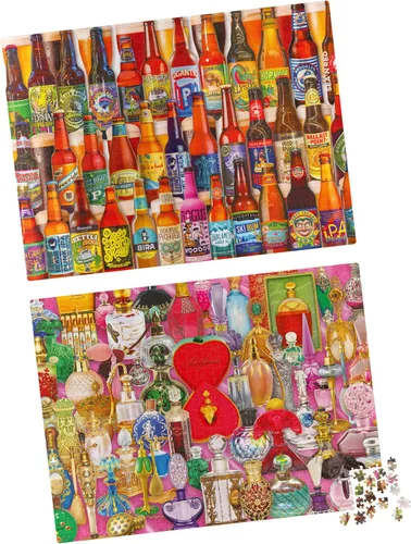 Miniatura 2 de Juego de 2 rompecabezas de 1000 piezas, para adultos, familias y niños a partir de 8 años. Botellas de perfume y botellas de cerveza artesanal