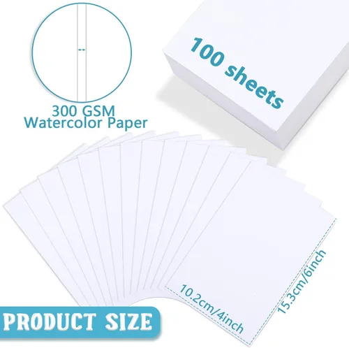Miniatura 2 de Spiareal 100 hojas de papel de acuarela a granel de 140 libras/300 GSM, papel de construcción blanco, prensa en frío, algodón en blanco, pintura