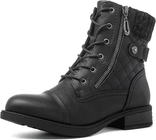 Miniatura 7 de GLOBALWIN Botas de combate para mujer, botas de combate de moda, botas de otoño para mujer, tacón bajo cómodo