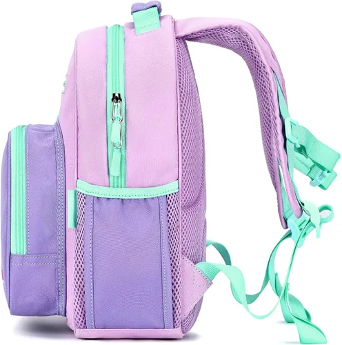 Miniatura 7 de mibasies Mochila para niñas y niños, ideal para niños y niñas, mochila para preescolar jardín de infantes y primaria, Púrpura claro, Niñito-12