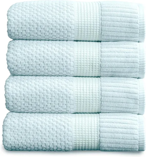 Miniatura 58 de NY Loft Juego de 4 toallas de baño 100% algodón, supersuaves y absorbentes, de secado rápido, 30 x 52 pulgadas, algodón texturizado y duradero