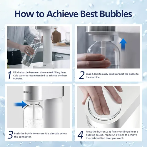 Miniatura 3 de Philips - Máquina para hacer agua con gas, máquina de soda con botella de rosca rápida, botella carbonatadora de PET libre de BPA de 1L, máquina