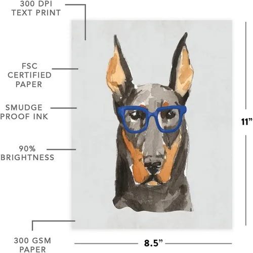 Miniatura 158 de Andaz Press Póster impreso para pared de perro, 8.5 x 11 pulgadas, Bulldog inglés con gafas negras, 1 paquete, regalo de cumpleaños de Navidad, sin