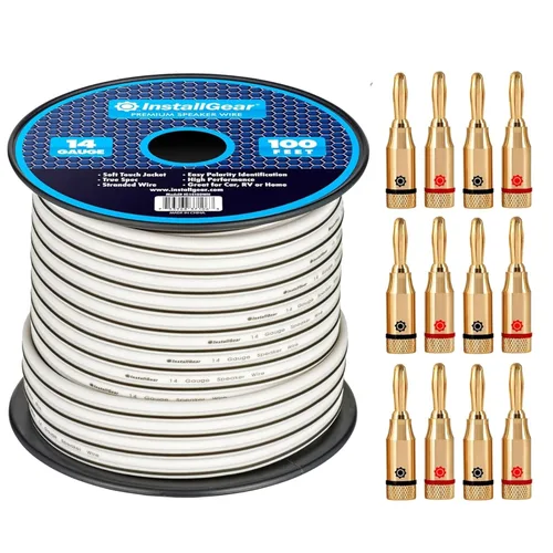Miniatura 21 de InstallGear Cable de altavoz de calibre 14 de 30 pies, cable de altavoz de audio de automóvil de aluminio revestido de cobre para sistemas estéreo