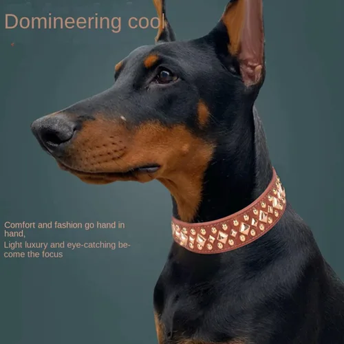 Miniatura 3 de Collar de perro con tachuelas, ajustable de cuero suave para cachorros para perros pequeños y medianos, bulldog pitbull, mastín caniche y boxeador