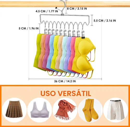 Miniatura 5 de Perchas para pantalones que ahorran espacio con clips, organizadores de armario y almacenamiento, 20 clips de goma antideslizantes, organizador