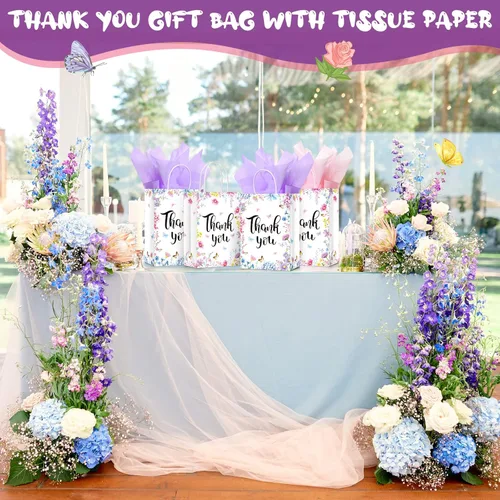 Miniatura 6 de Tinlade 30 bolsas de regalo de agradecimiento con papel de seda dorado con asa para graduación, negocios, compras, boda, ducha, regalos de fiesta