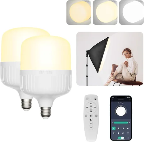 Miniatura 9 de EMART Bombilla de espectro completo, atenuación de 50 W, lámpara LED de 3000 K-6000 K para kit de iluminación Softbox, estudio de fotografía, hogar