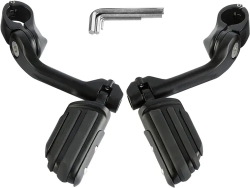 Miniatura 25 de TCT-MOTORPARTS Estriberas negras de 1/4 de pulgada y 1.25 pulgadas, estriberas ajustables para motocicleta en ángulo largo para Harley Touring Road