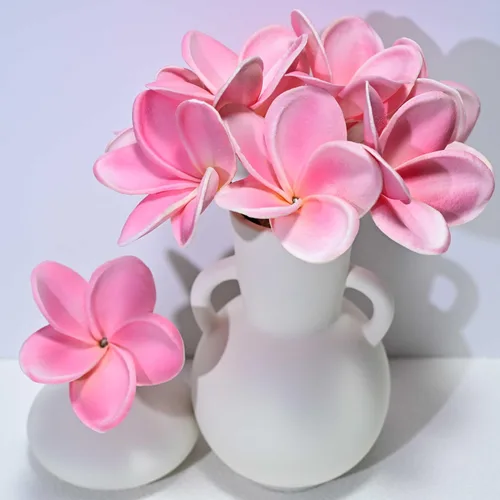 Miniatura 17 de Regalos de Cumpleaños para Mujeres 8pcs Flores Rosa Claro PU Tacto Real Flores Regalos para Mujeres para Navidad Flores Artificiales para Bricolaje