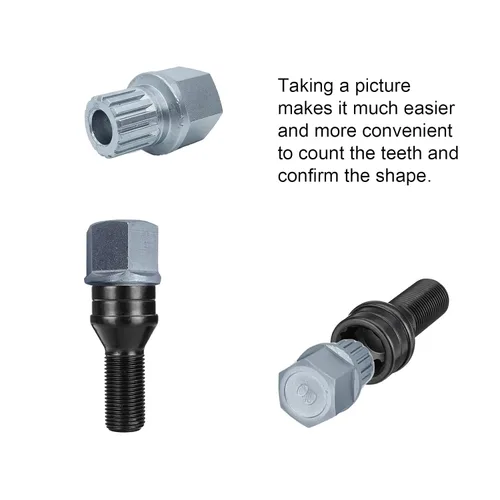 Miniatura 3 de Llave de bloqueo de rueda de acero cromado para Volkswagen, llave de tornillo antirrobo para tuerca compatible con VW (52)