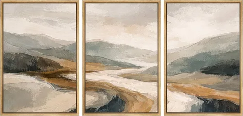 Miniatura 86 de SIGNWIN Lienzo enmarcado para pared, juego de arte abstracto de serenidad costera, ilustraciones abstractas junto al mar, arte moderno, decorativo