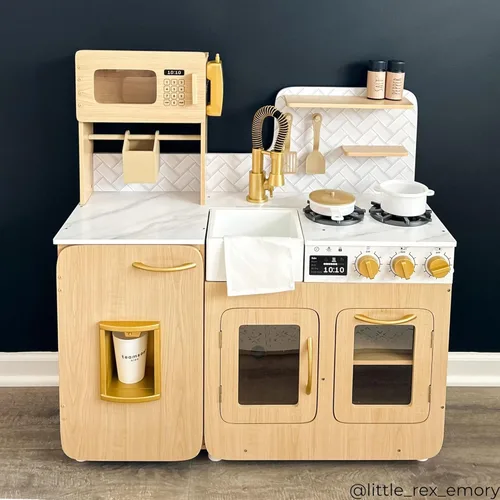 Miniatura 8 de Teamson Kids Little Chef Cyprus - Juego de cocina de juguete para niños pequeños con 14 accesorios, juego de cocina de juguete de madera para niños