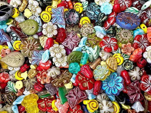 Miniatura 25 de 2.29 oz (65 g) Mezcla Exclusiva de Abalorios de Vidrio Checo Multicolor, Sueños de Ámbar, Abalorios de Vidrio Checo