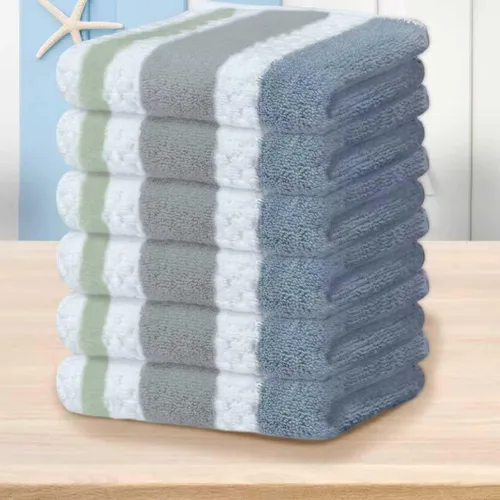 Miniatura 21 de Paños de lavado de algodón para ducha (6 piezas, 13 x 13 pulgadas), de secado rápido, gruesos, absorbentes, toallas faciales suaves para baño, juego