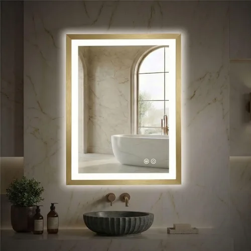 Miniatura 13 de HOUSE REFLECTION Espejo de baño LED de 20 x 28 pulgadas, marco negro, espejo de tocador antivaho con función de memoria, luz regulable y vidrio