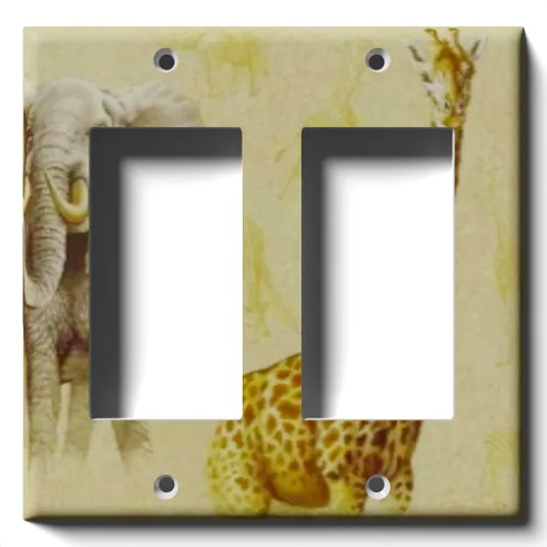 Miniatura 5 de Placa decorativa de salida - Jirafa y elefante en faros - Receptáculo doble dúplex