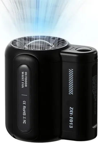 fuliying Ventilador de cintura portátil recargable – Batería de 4500 mAh dura 10 horas, ventilador personal de clip de 3 velocidades, mini