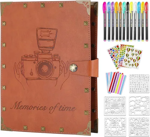 Miniatura 20 de Álbum de recortes de cuero ZEEYUAN, regalo del Día de la Madre, álbum de recortes morado, regalo para abuela, libro de fotos para parejas, libro