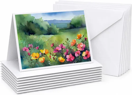 Miniatura 100 de Caroline's Treasures DAC1709GCA7P - Tarjetas de felicitación y sobres de arándanos de Texas en acuarela, paquete de 8 tarjetas en blanco con sobres