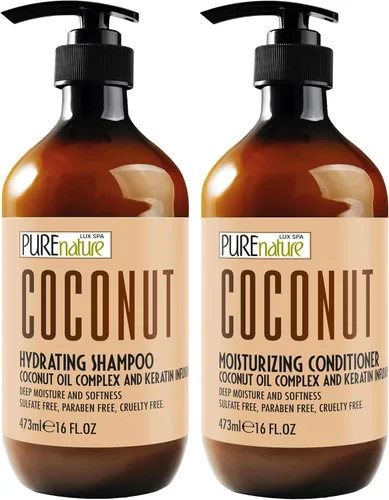 Miniatura 18 de Juego de champú y acondicionador de aceite de argán, cuidado marroquí sin sulfato con queratina, para cabello rizado, liso, seco y dañado