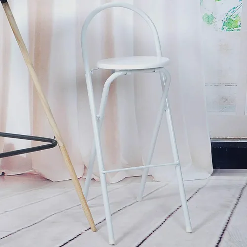 Miniatura 2 de Taburetes de bar plegables, silla de bar de 29 pulgadas, taburete alto con alfombrilla de madera, silla de pub de metal, silla de bar para bar