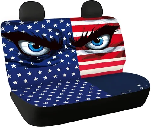 Miniatura 19 de AFPANQZ Funda protectora para asiento trasero de automóvil, con bandera patriótica estadounidense, solo para asiento trasero de automóvil, camión