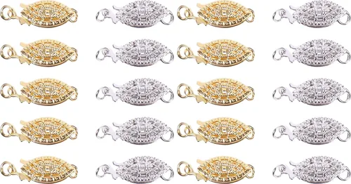 Miniatura 10 de 10 piezas de collar de filigrana de perlas, gancho ovalado de filigrana para joyería, cierres deslizantes, conector de pulsera para collares