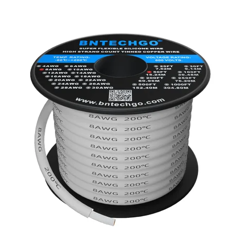 Miniatura 14 de Bntechgo 8 alambres de silicona suave y flexible, silicona resistente a altas temperaturas, altamente eficiente 8 AWG calibre, 1650 hilos de alambre