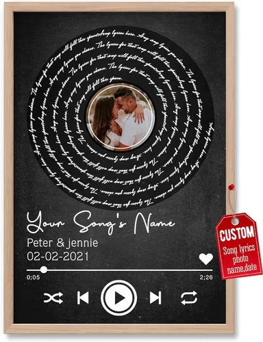 Miniatura 16 de H-DEWALL Póster personalizado de letras de canciones, regalos para marido, foto inspiradora, arte de pared, decoración de casa, sala de estar