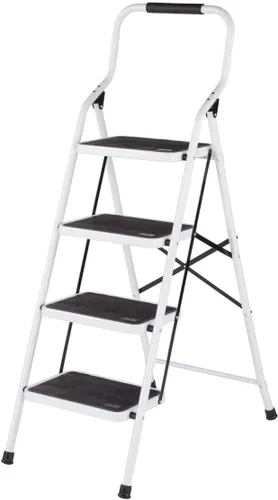 Miniatura 10 de LivingSURE Combo de taburete de escalera de 3 escalones con asa, taburete plegable antideslizante, escalera de pedal extra ancha resistente