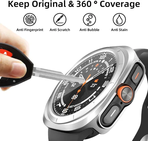 Miniatura 4 de Paquete de 2+2 protectores de pantalla para Galaxy Ultra Watch de 1.772 pulgadas, película protectora de vidrio templado HD con funda protectora