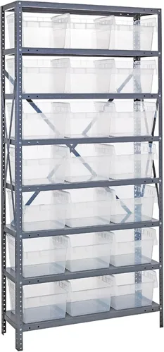 Miniatura 258 de Quantum QSBU-245BK Heavy Duty Shelving Unit with (7) Shelves and (24) QUS245 Black Bins for Garage Warehouse Storage Distribution 400 lb Load