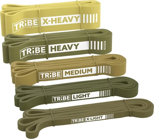 Bandas de resistencia largas para entrenar hombres y mujeres, juego de 5 bandas de dominadas, asas de goma y anclaje de puerta, bandas de Verde