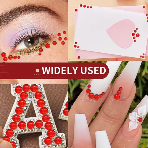 Miniatura 3 de 3090 calcomanías de diamantes de imitación autoadhesivas rojas para el cabello, joyas para los ojos, calcomanías con purpurina para el cuerpo, rojo