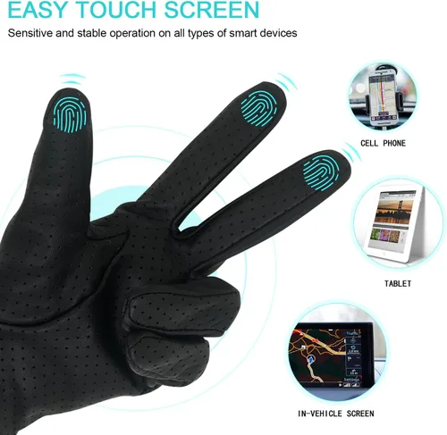Miniatura 3 de ZLUXURQ Guantes de conducción de cuero de malla completa para hombre, sin forro, suave y fina piel de cordero italiana