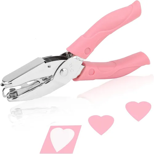 Rongon Perforadora de agujero en forma de corazón, perforadoras de papel de un solo agujero, perforadoras de metal de 1/4 pulgadas con mango suave