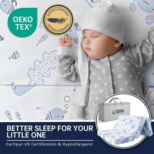 Miniatura 8 de Trifold Pack and Play Mattress,Dual Sided Soft & Firm Premium Memory Foam Portable Pack N Play Mattress with Removable Washable Cover