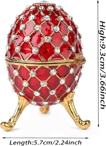 Miniatura 4 de QIFU Huevo de Pascua imperial rojo vintage coleccionable con mini carruaje real, regalo único para colección de Pascua